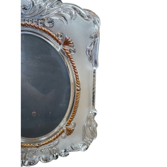 Vintage Ornate Clear Glass Gold Rope Oval Photo Frame 11.5"x8" SKU 9341 - Picture 5 of 13